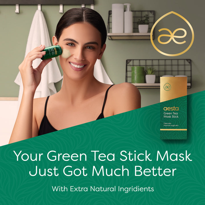 Aesta Green Tea Mask Stick, Gradual Blackhead Remover, Natural Pore-Cleaning, Detoxifying, Nourishing Face Mask: Skin Care Made Simple and Mess-Free | Mask Stick to Last 4 Months | Fits All Skin Types