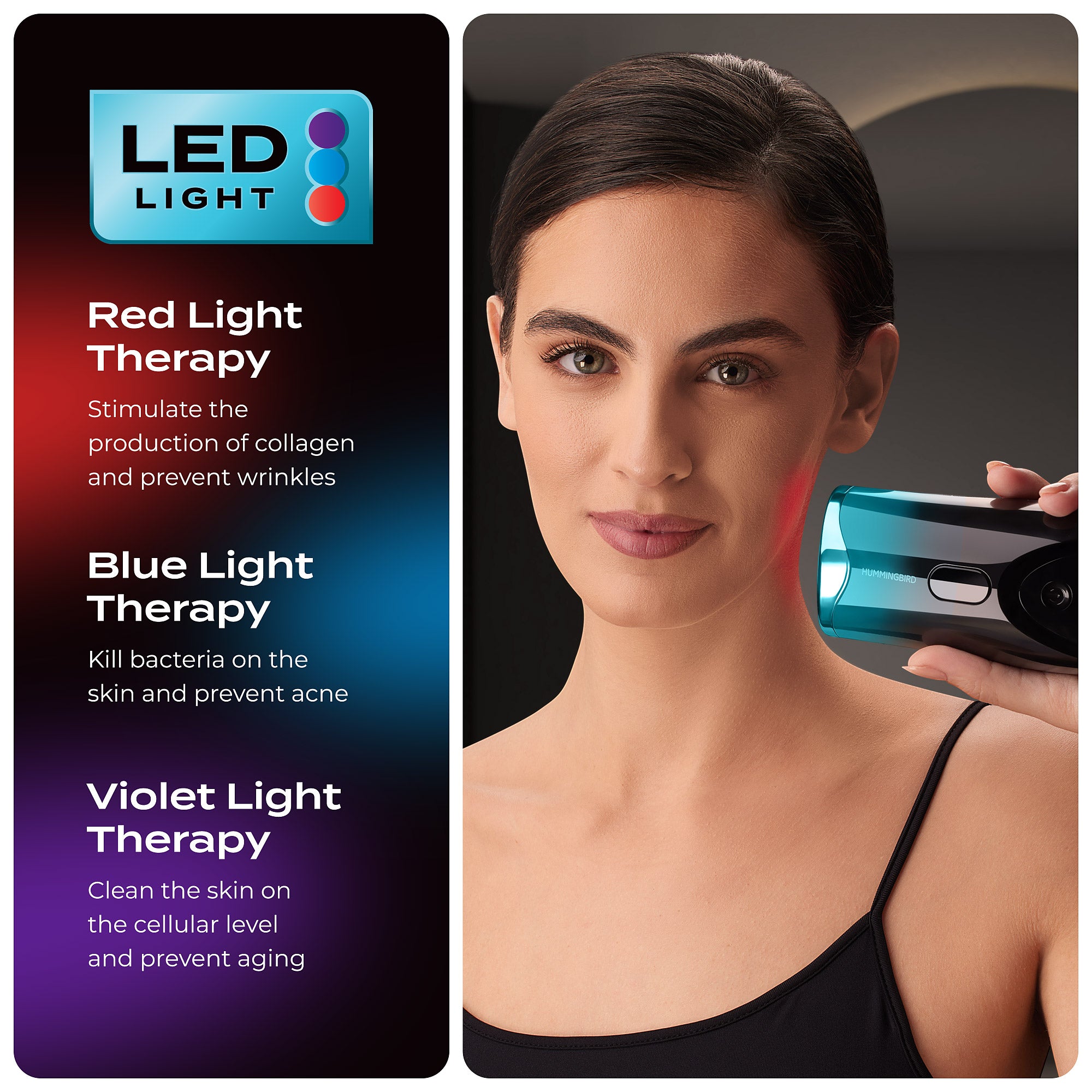 Freeda Hummingbird: IPL Hair Removal Device w/ LED Light Therapy | Painless, Entire-Body Permanent Hair Removal in 8 to 12 Weeks | 5 IPL Intensities | Hair Removal + Light Treatment for the Skin
