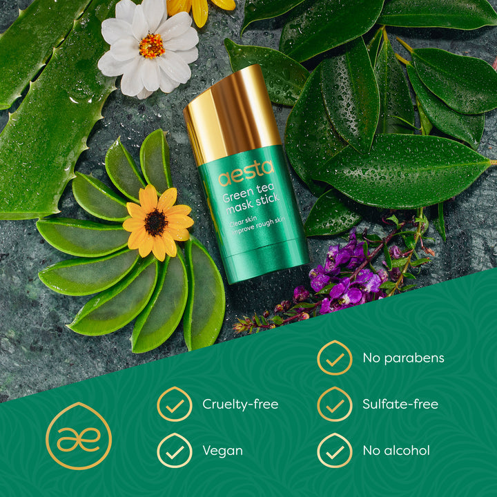 Aesta Green Tea Mask Stick, Gradual Blackhead Remover, Natural Pore-Cleaning, Detoxifying, Nourishing Face Mask: Skin Care Made Simple and Mess-Free | Mask Stick to Last 4 Months | Fits All Skin Types